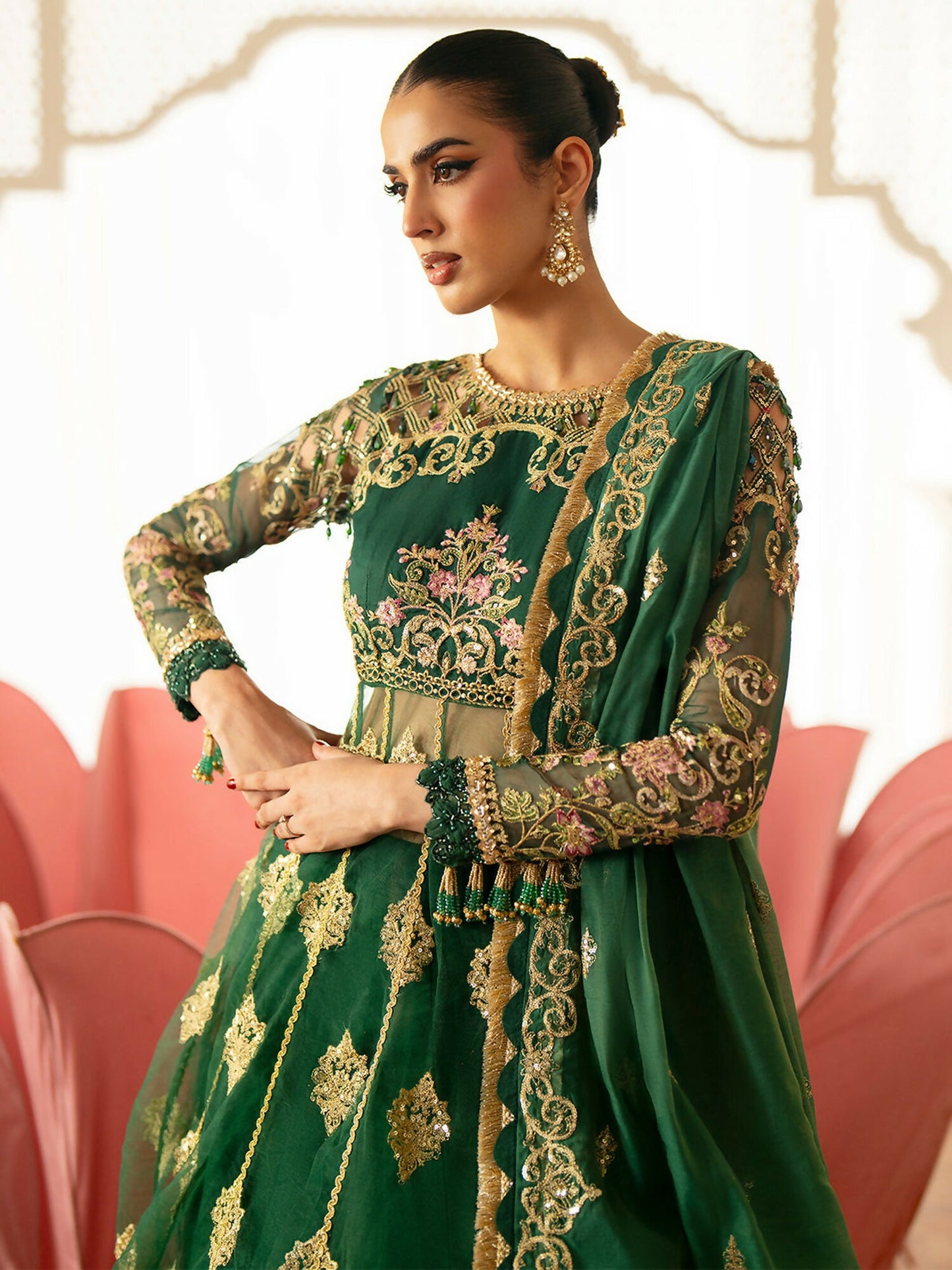 Parishay Ranibagh Luxury Formals Net Embroidered Stitched 3-Piece Suit-Rooh-e-Gul