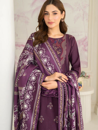Panache Apparel Winter Whisper Khaddar Embroidered Stitched Suit-Snowfall
