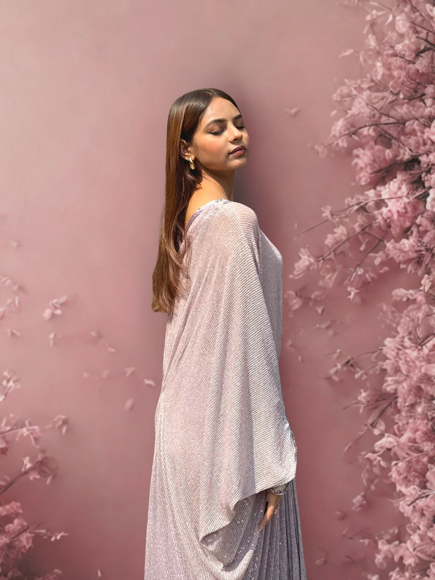 Zubia Motiwalla Net Two-Toned Sequinned Kaftan-ZM262