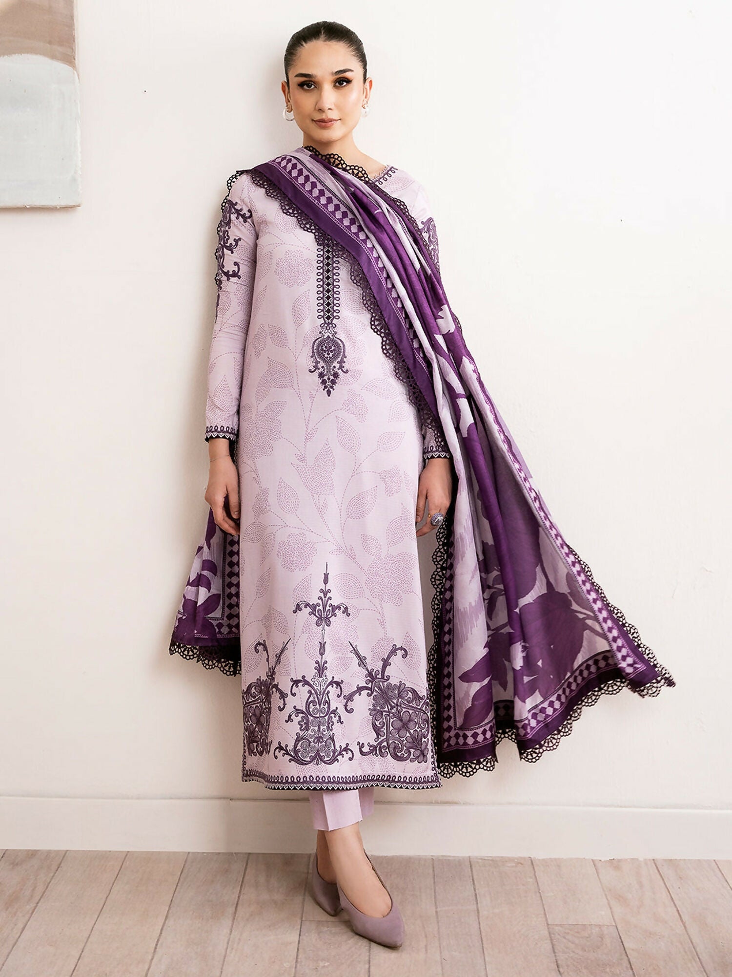 Binilyas Noura Viscose Embroidered Unstitched 3-Piece Suit-73-A