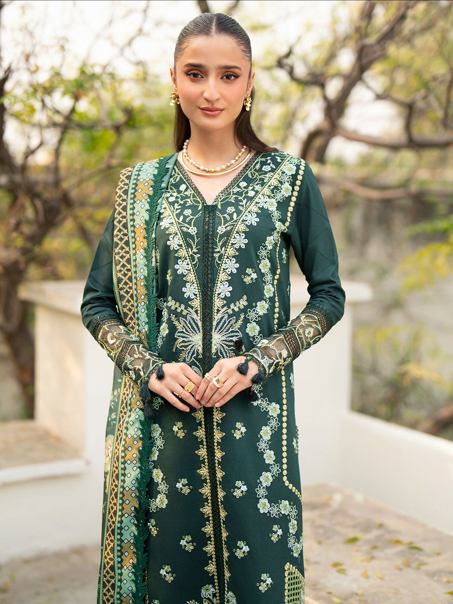 Mahnur Angan Lawn'26 Embroidered Stitched 3-Piece Suit-AN-010
