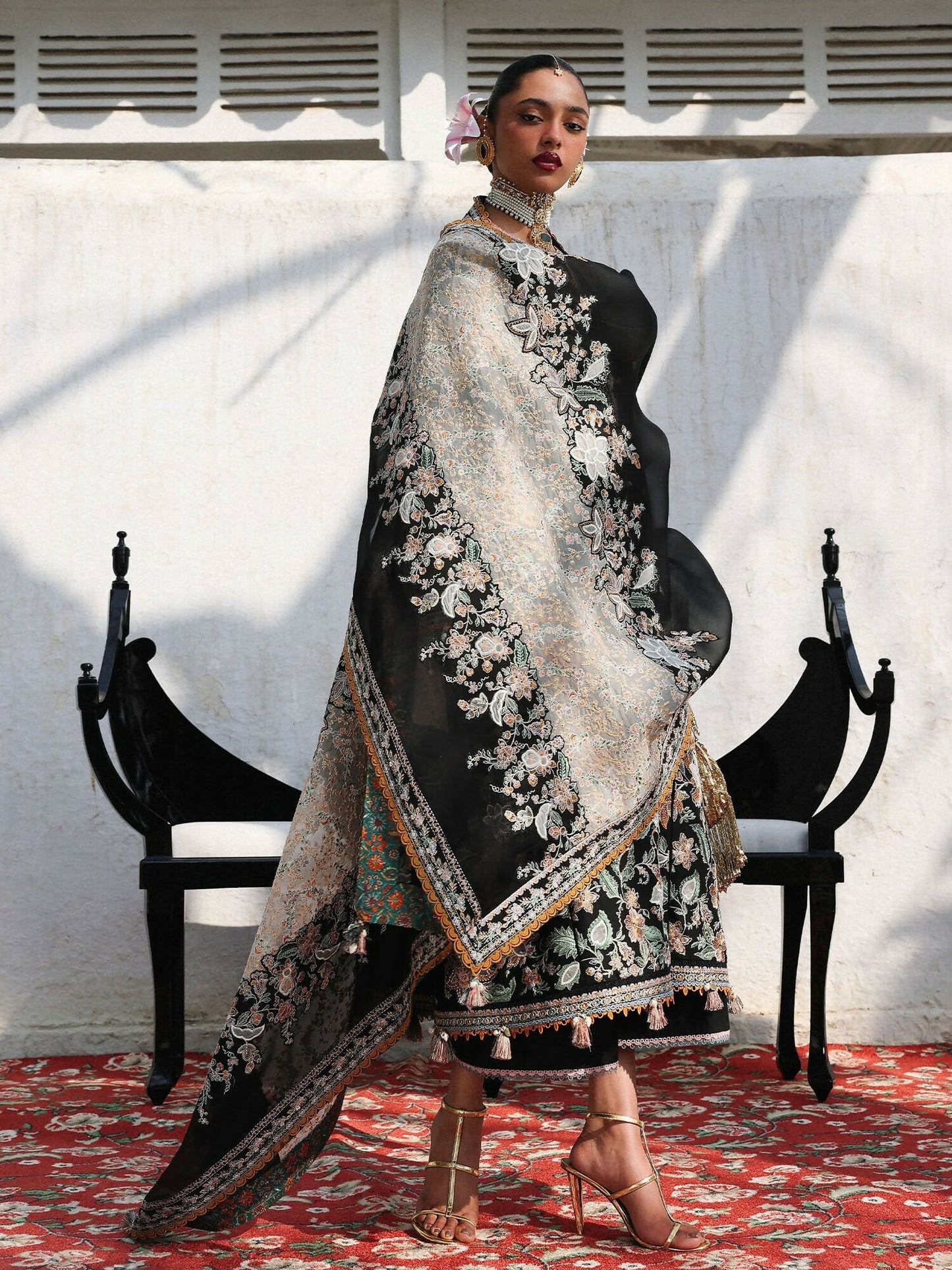 Hussain Rehar Luxury Lawn'26 Eid Edit Embroidered Unstitched 3-Piece Suit-Sable