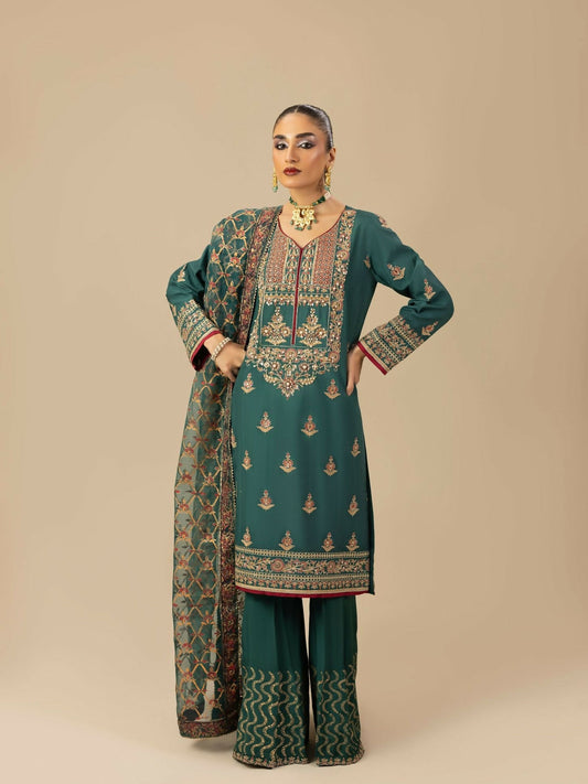 Shurooq Garden Of Dreams Silk Embroidered Stitched 3-Piece Suit-Dalaila