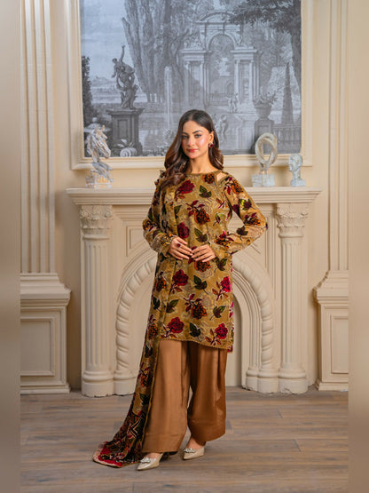 Noori Palachi Embossed Printed Unstitched 3-Piece Suit