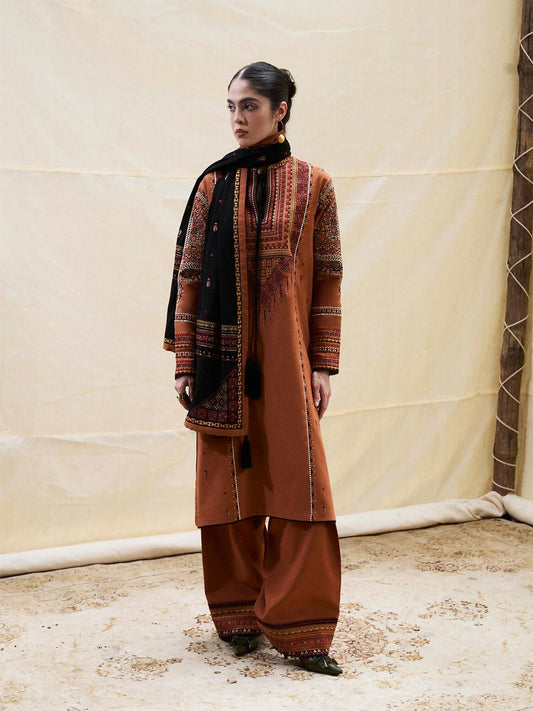 Jugnu By Hussain Rehar AW 25 - Edit I Karandi Embroidered Stitched 2-Piece Suit-Paras