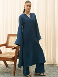 Mannat Clothing Suave Edit Raw Silk Embroidered Co-Ord Set-Nocturne