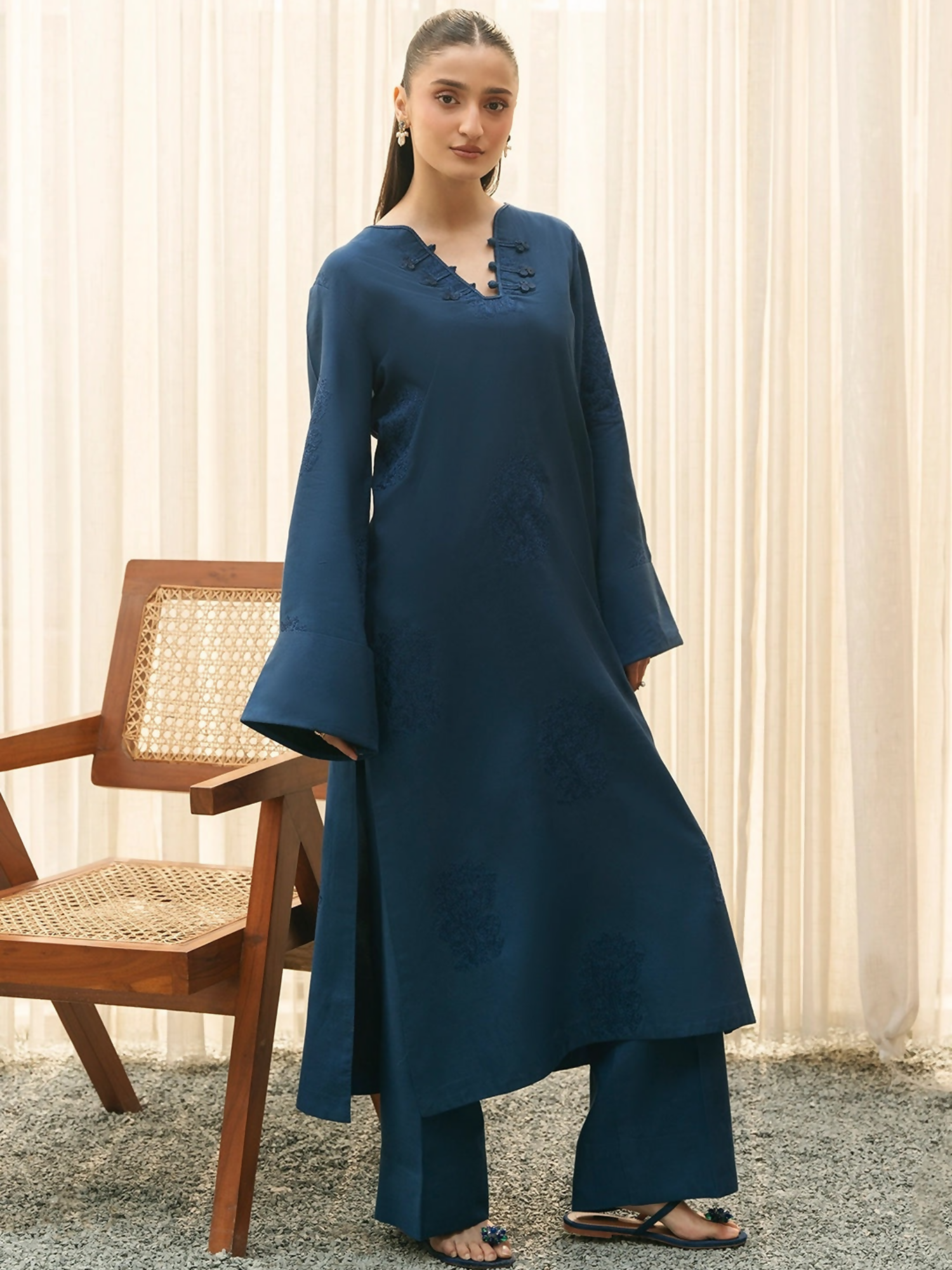 Mannat Clothing Suave Edit Raw Silk Embroidered Co-Ord Set-Nocturne