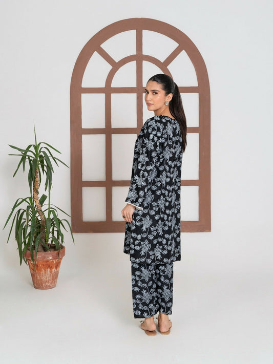 Stylish Collection Enchant Pret Linen Printed Co-Ord Set-Gulaab Black