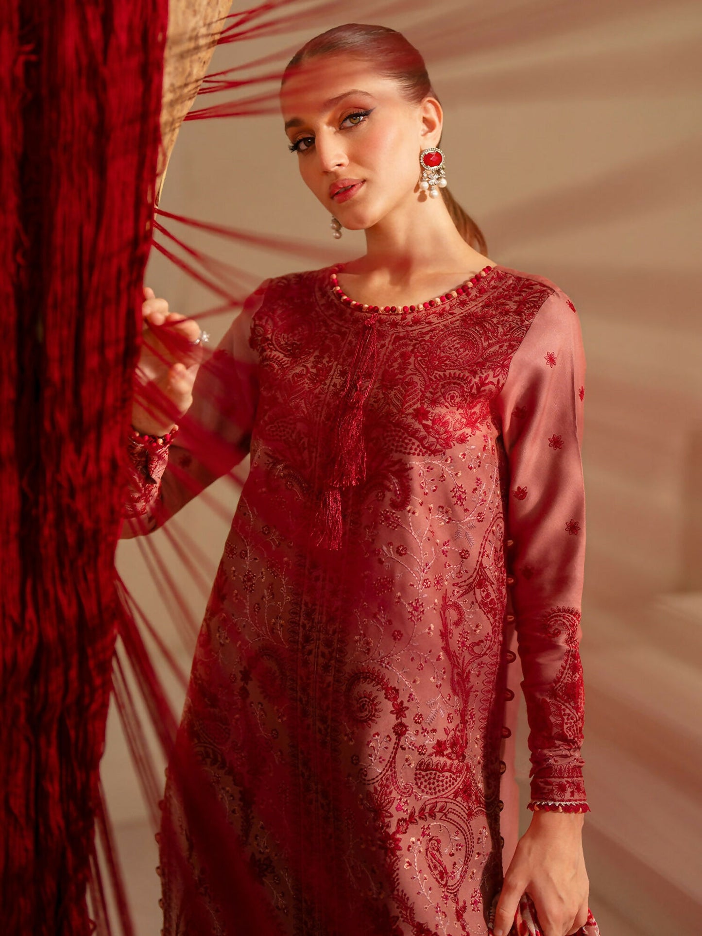 Binilyas Saqqara Kotrai Embroidered Stitched 3-Piece Suit-161-B