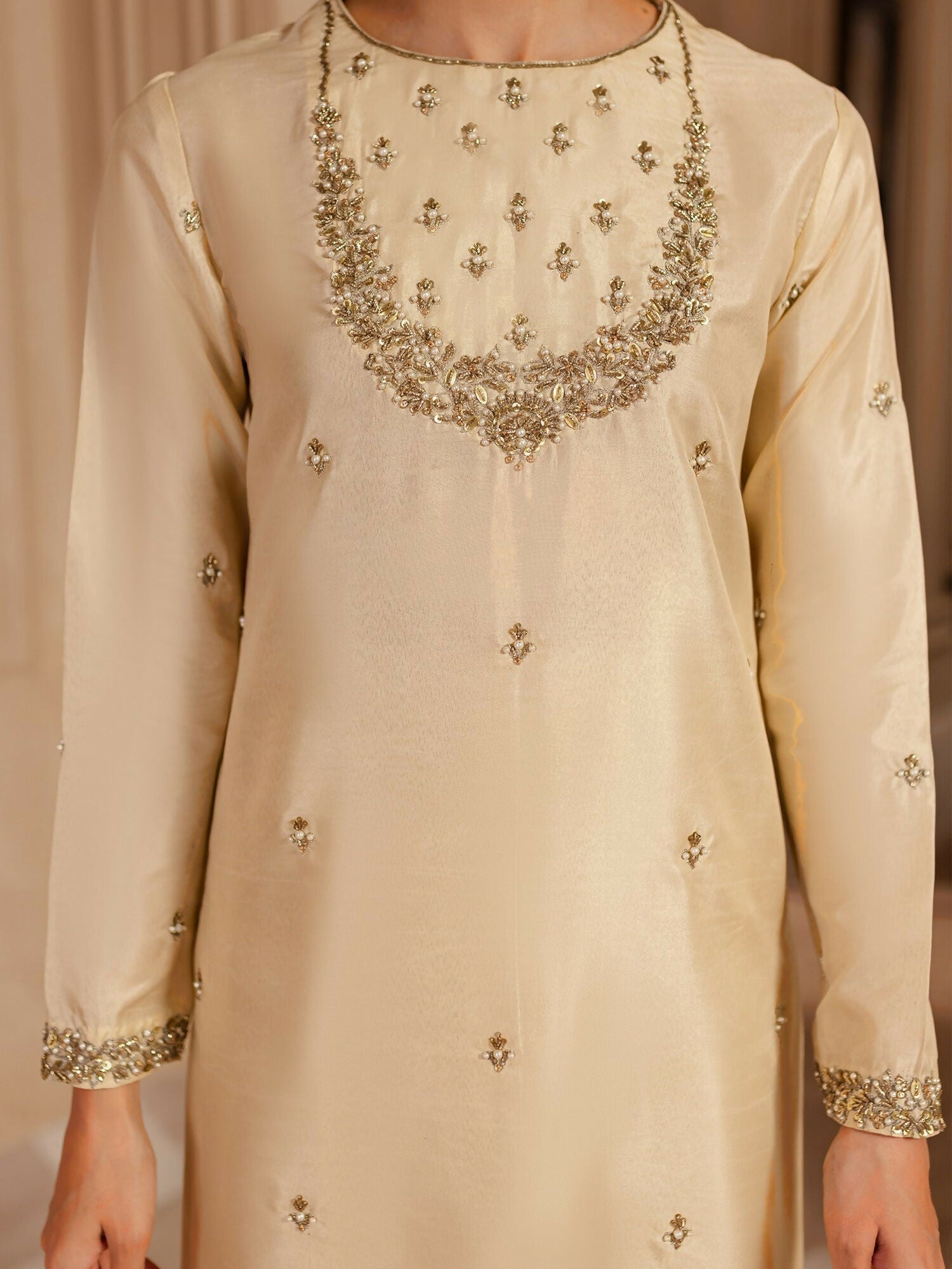 Allure By IH Luxury Pret Raw Silk Embellished Stitched 3-Piece Suit-Charlie