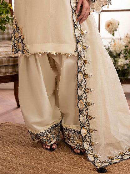 Shurooq L’amore Khaddi Net Embroidered Stitched 3-Piece Suit-Beatrice