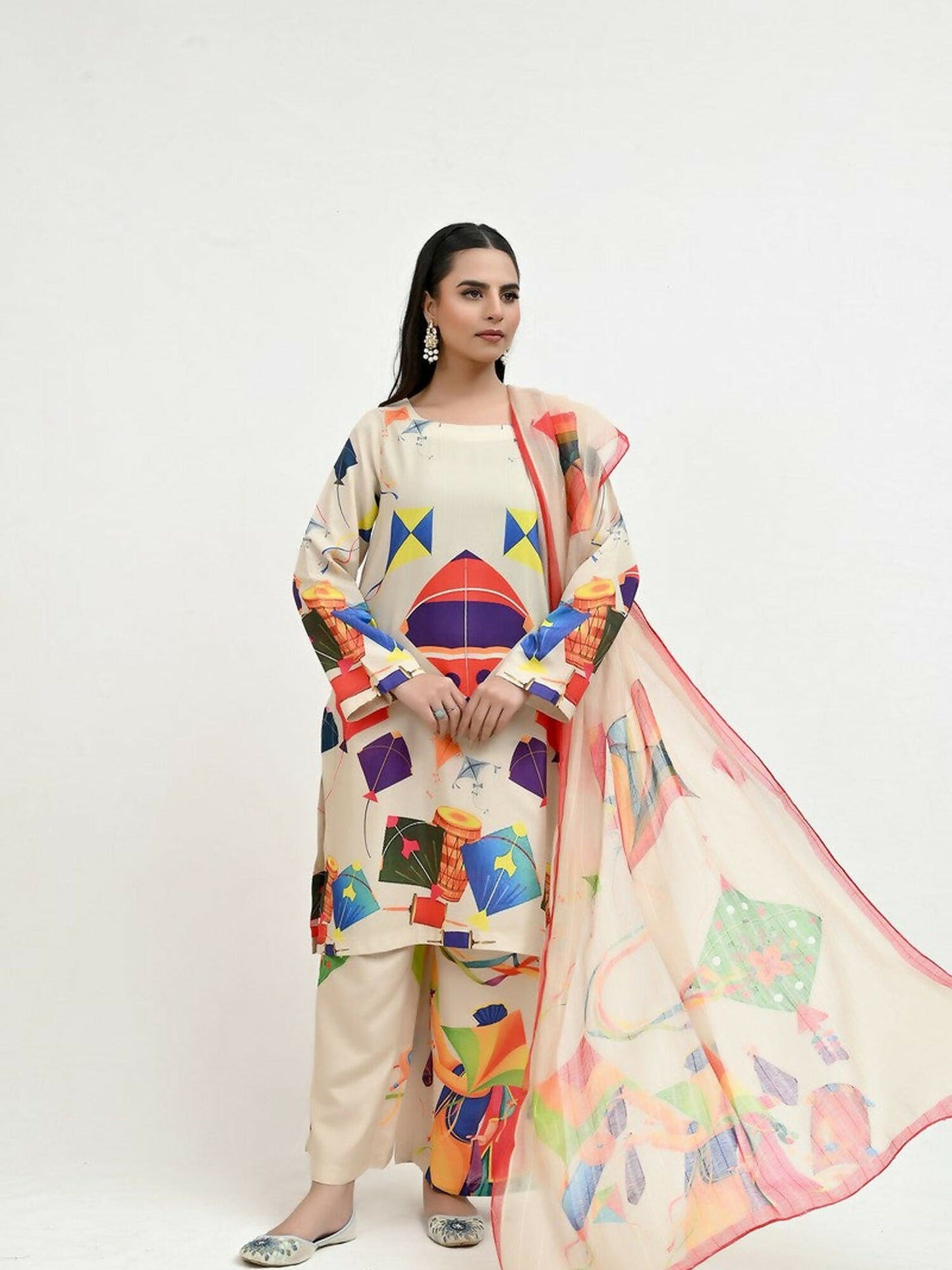 Imran Aftab Basant Mela Raw Silk Printed Stitched 3-Piece Suit-IARP 09