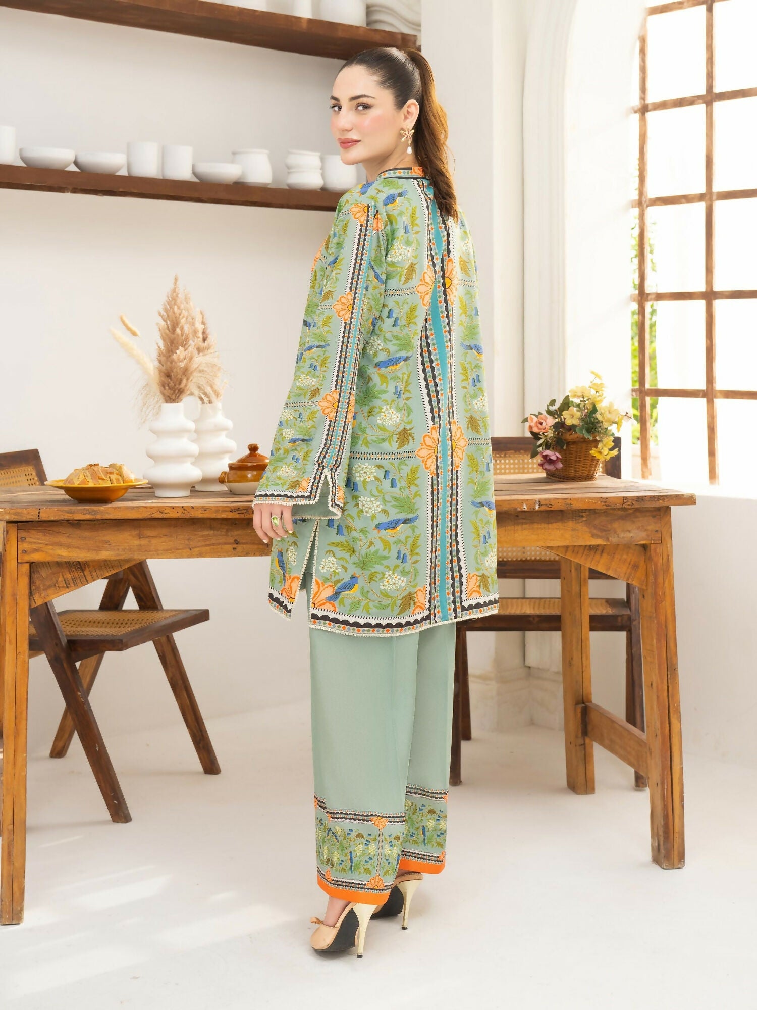 Panache Apparel Florise Lawn Printed Co-Ord Set-Ocean Mist