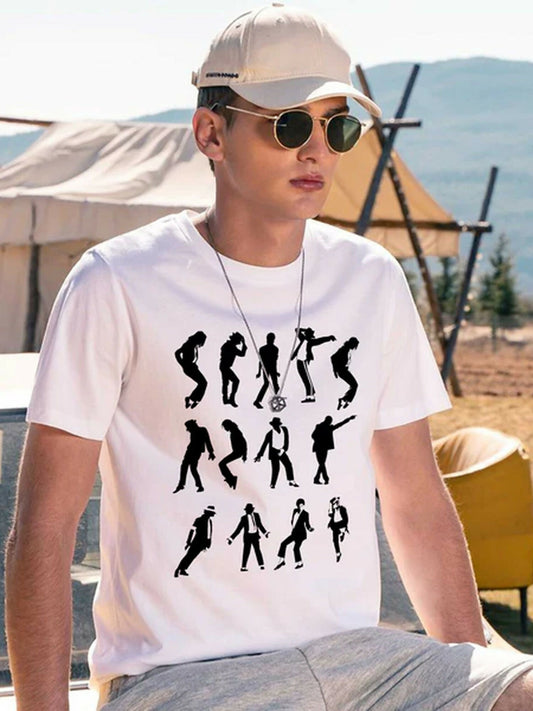White Jupiter Printed Michael Jackson Graphic Tee-Shirt-14450