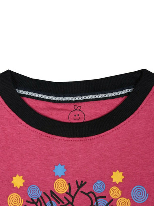 Funky's kid's Kitty Tree Printed Pink Sweat Shirt-10193