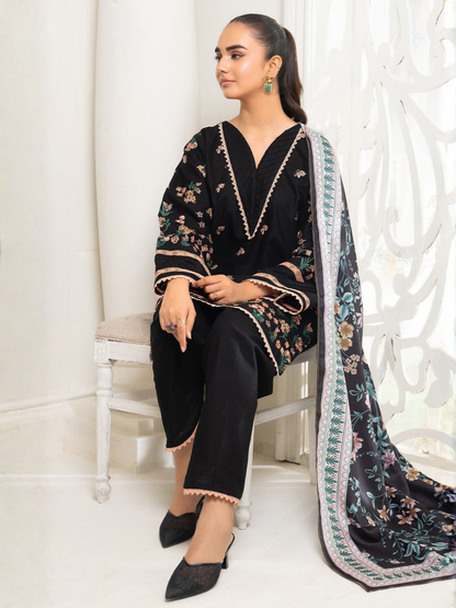Panache Apparel Winter Basics Khaddar Embroidered Stitched 3-Piece Suit-Winter Oak