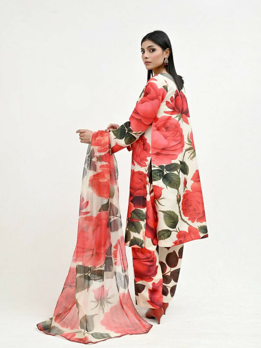 Imran Aftab Valentine's Day Raw Silk Printed Unstitched 3-Piece Suit-IAVD 03