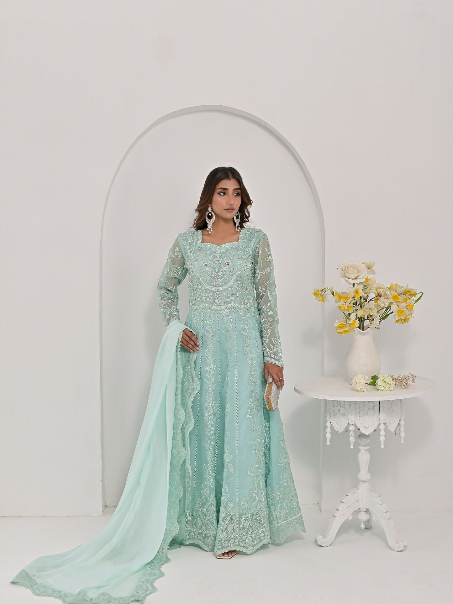 Farooq Hameed Studio Pariza Lux Festive'25 Organza Embroidered Stitched 3-Piece Suit-Aahana