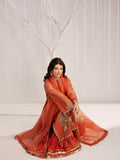 Shurooq Echoes In Bloom Silk Embellished Stitched 3-Piece Suit-Amber Dusk
