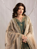 Shurooq Echoes In Bloom Zari Cotton Net Embellished Stitched 3-Piece Suit-Emerald Whisper
