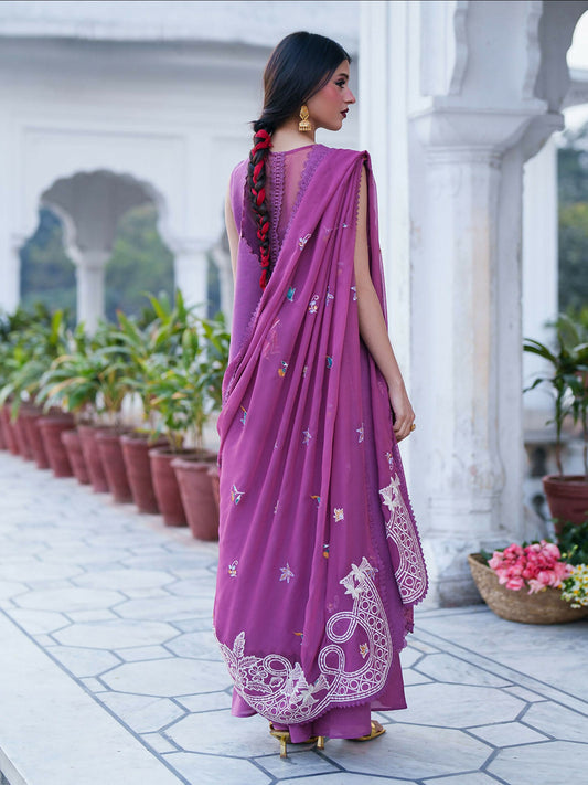 Mahnur Gul Luxury Lawn'26 Embroidered Stitched 3-Piece Suit-G-007