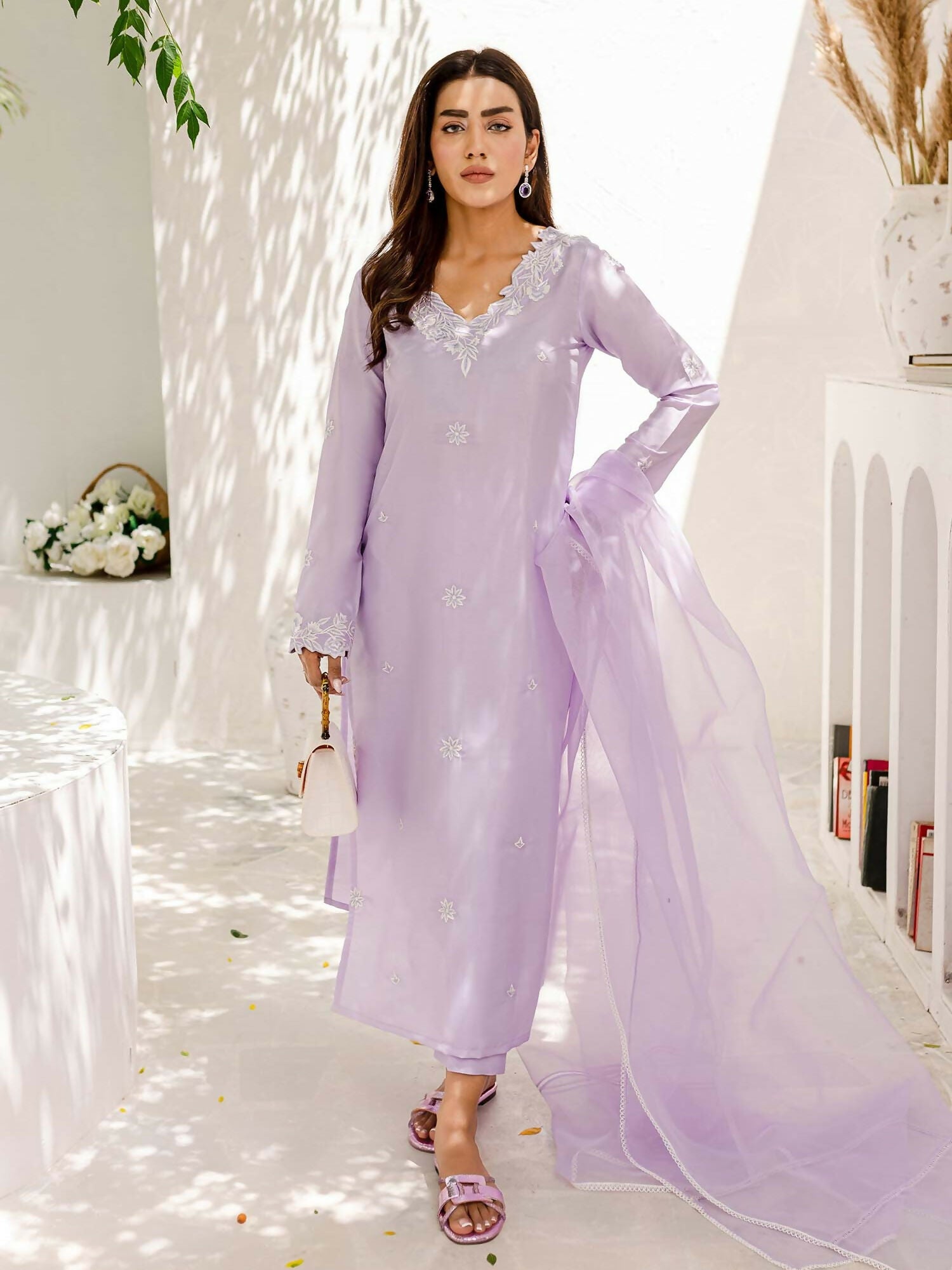 Allure By IH Katan Silk Embroidered Stitched 3-Piece Suit-Anasia