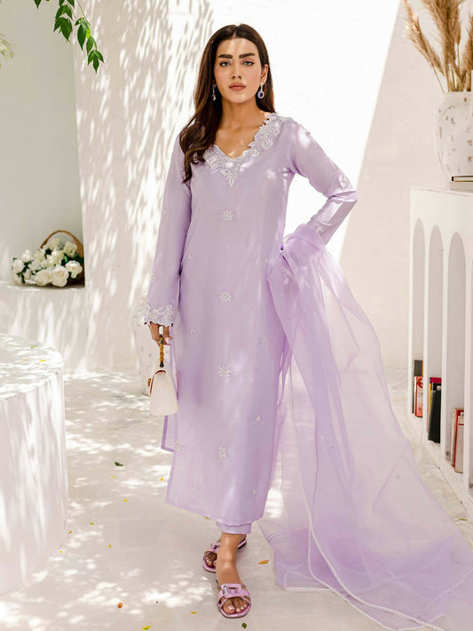 Allure By IH Katan Silk Embroidered Stitched 3-Piece Suit-Anasia