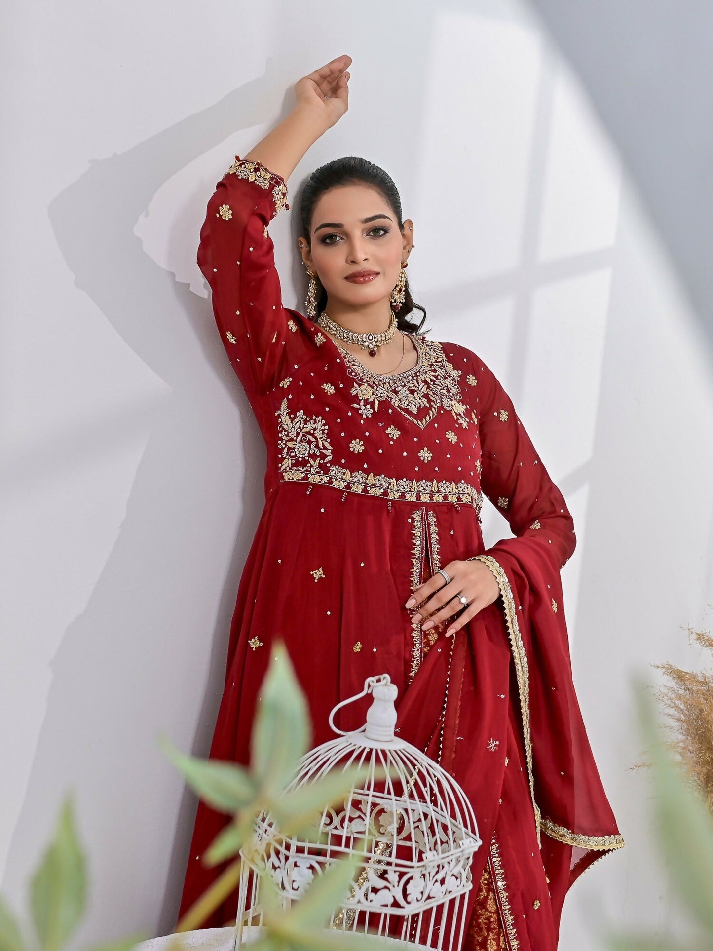 Ruby's Couture Chamak Dhamak Silk Embroidered Lehenga-Rung Reza