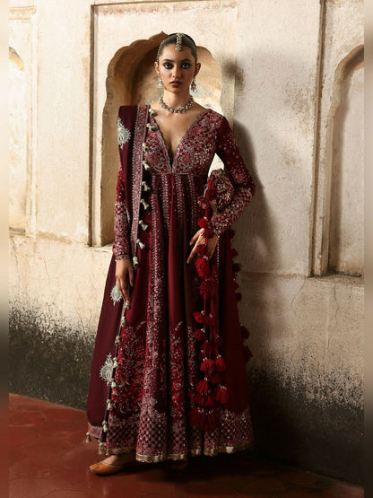 Hussain Rehar Massarat Festive Unstitched'25 Korean Raw Silk 3-Piece Suit-Gulnar