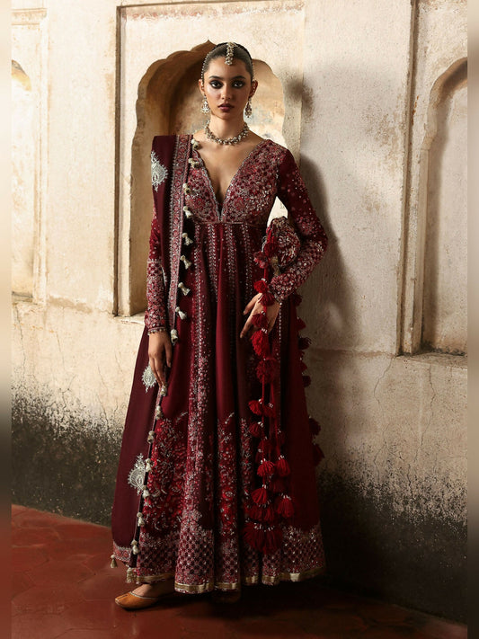 Hussain Rehar Massarat Festive Unstitched'25 Korean Raw Silk 3-Piece Suit-Gulnar