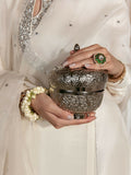 Hussain Rehar Moon In The Golden Cup Raw Silk Embellished Stitched 3-Piece Suit-Yakomoz