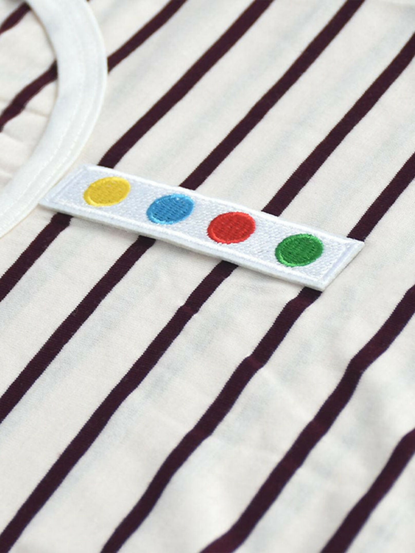 Funky HJBZ Plain Stripe Crew Neck Dots Patch Te- Shirt-13761
