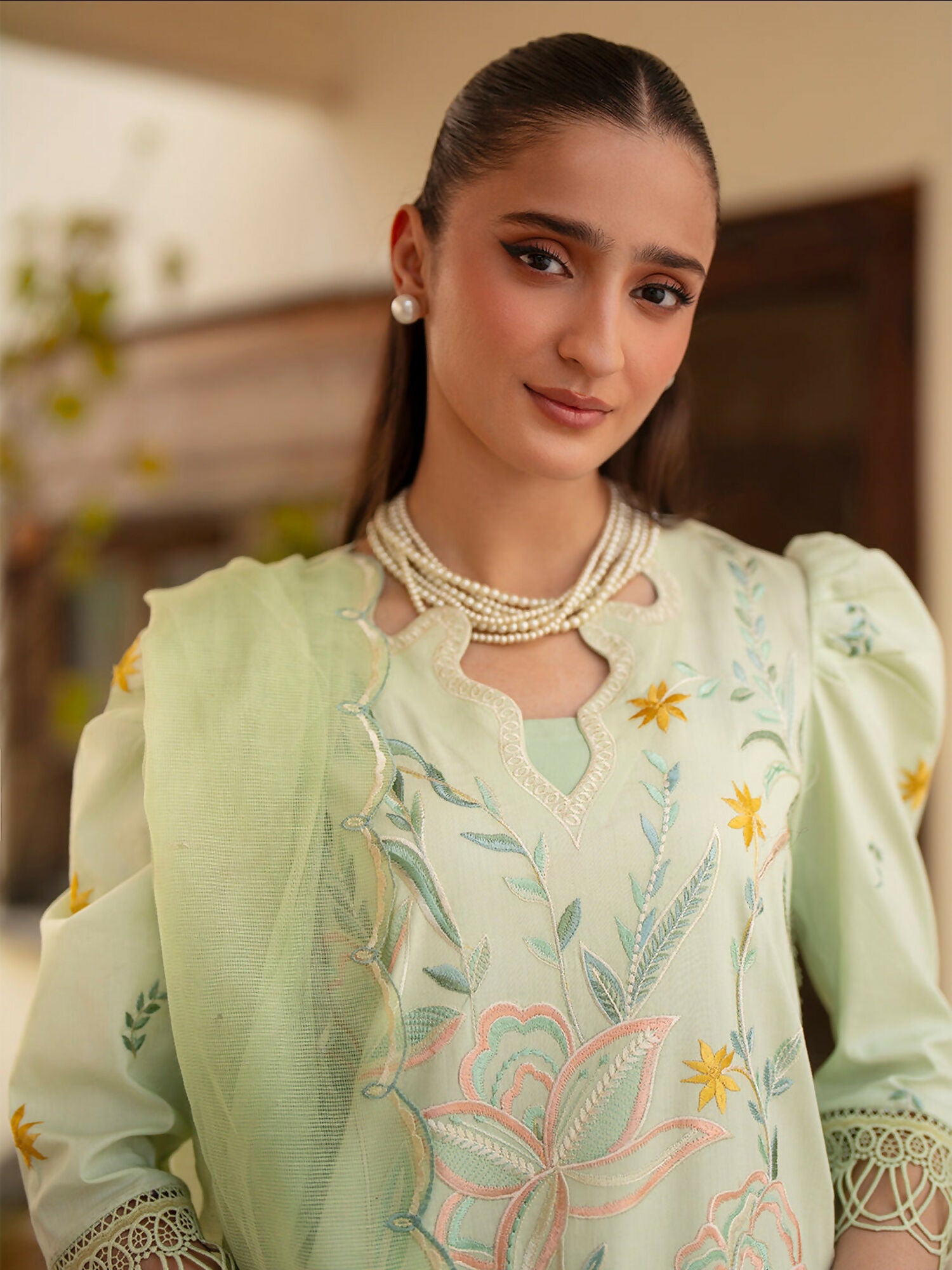 Mahnur Angan Lawn'26 Embroidered Stitched 3-Piece Suit-AN-012