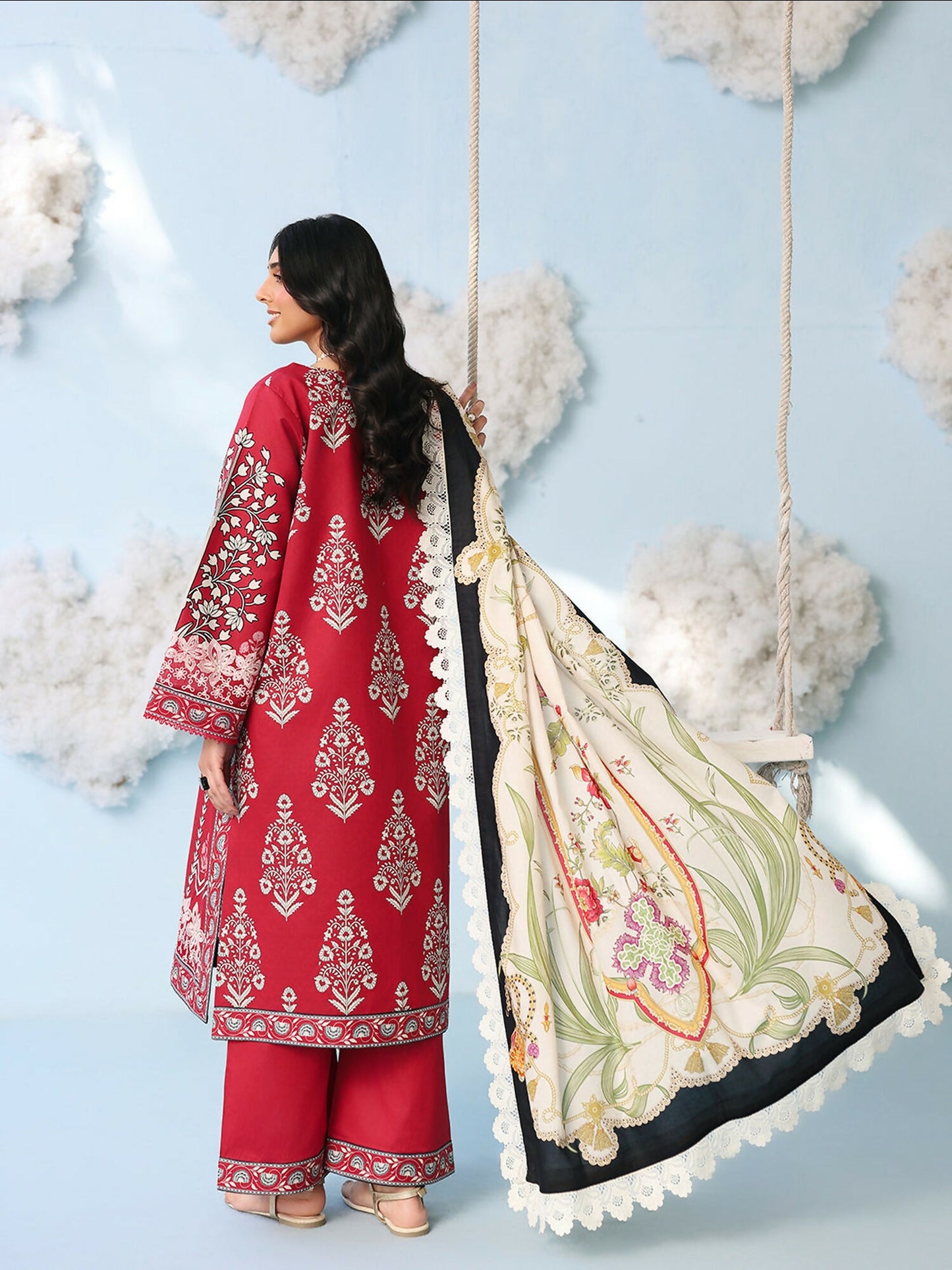 Mahnur Anaya Vol.2 Lawn Embroidered Stitched 3-Piece Suit-AN-2-01-Red