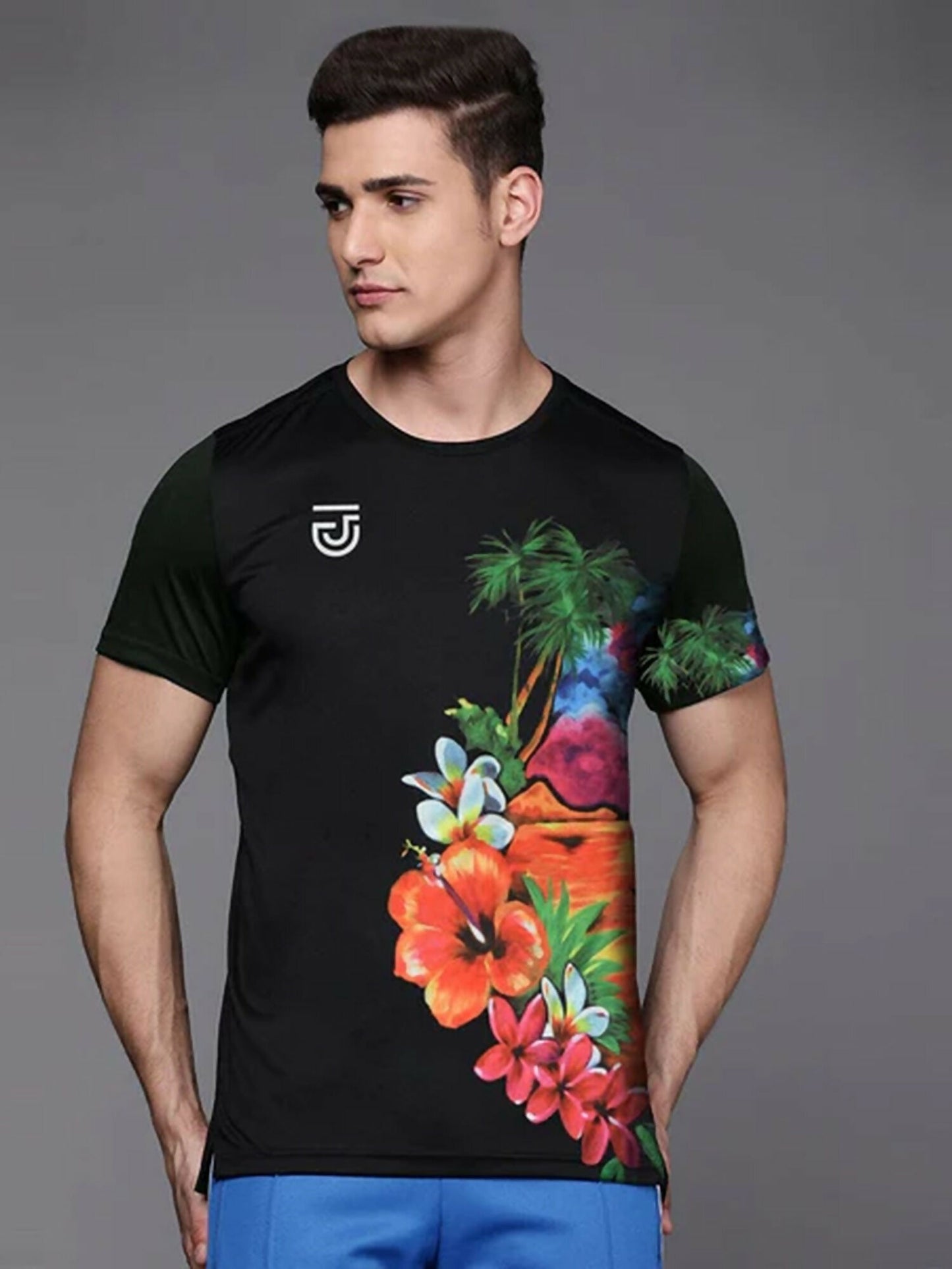 Jupiter Aesthetic Moisture Wicking Floral Side Tee Shirt-13631