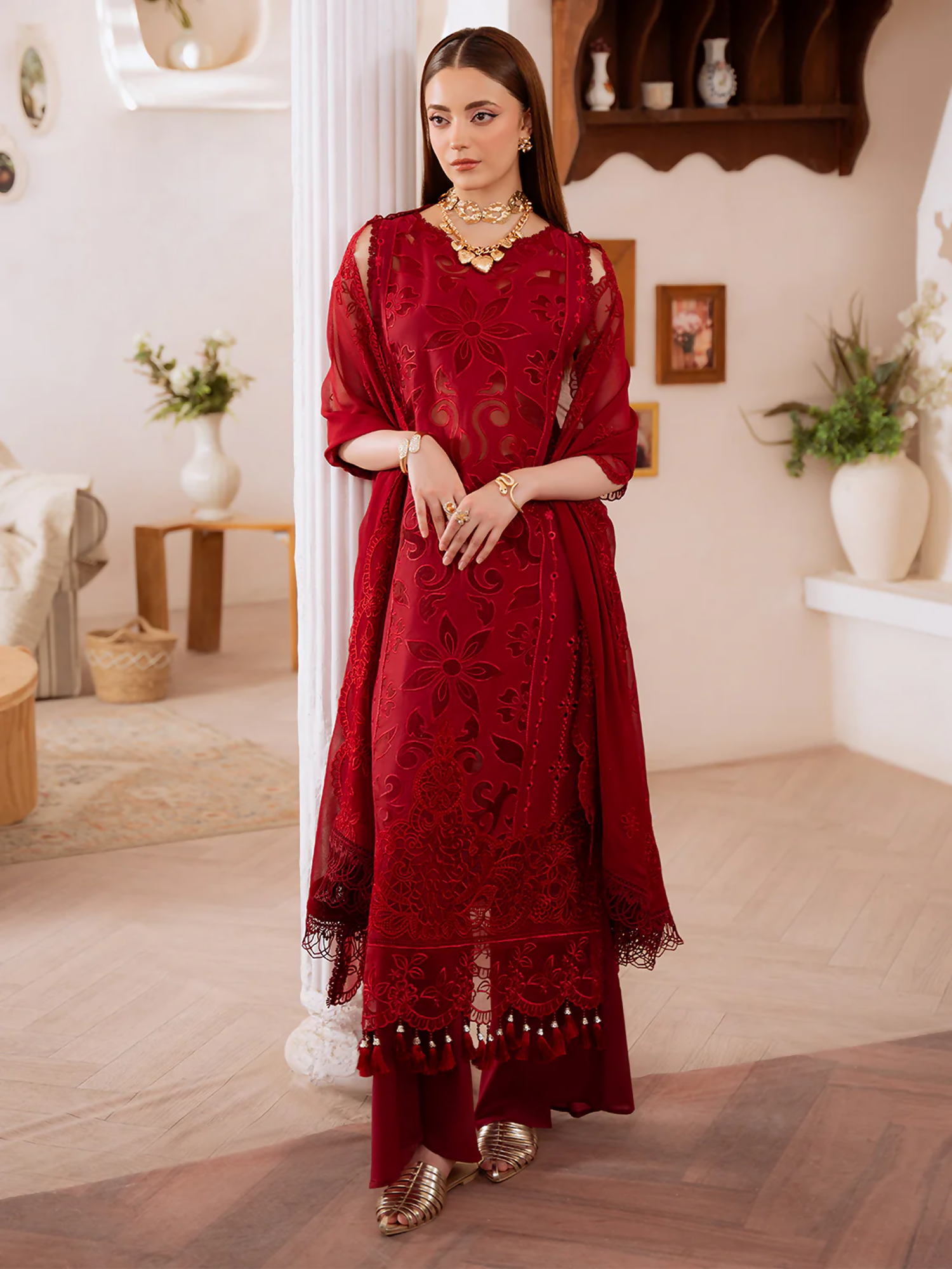 Mahnur Shanaya Lawn Embroidered Stitched 3-Piece Suit-SN-05
