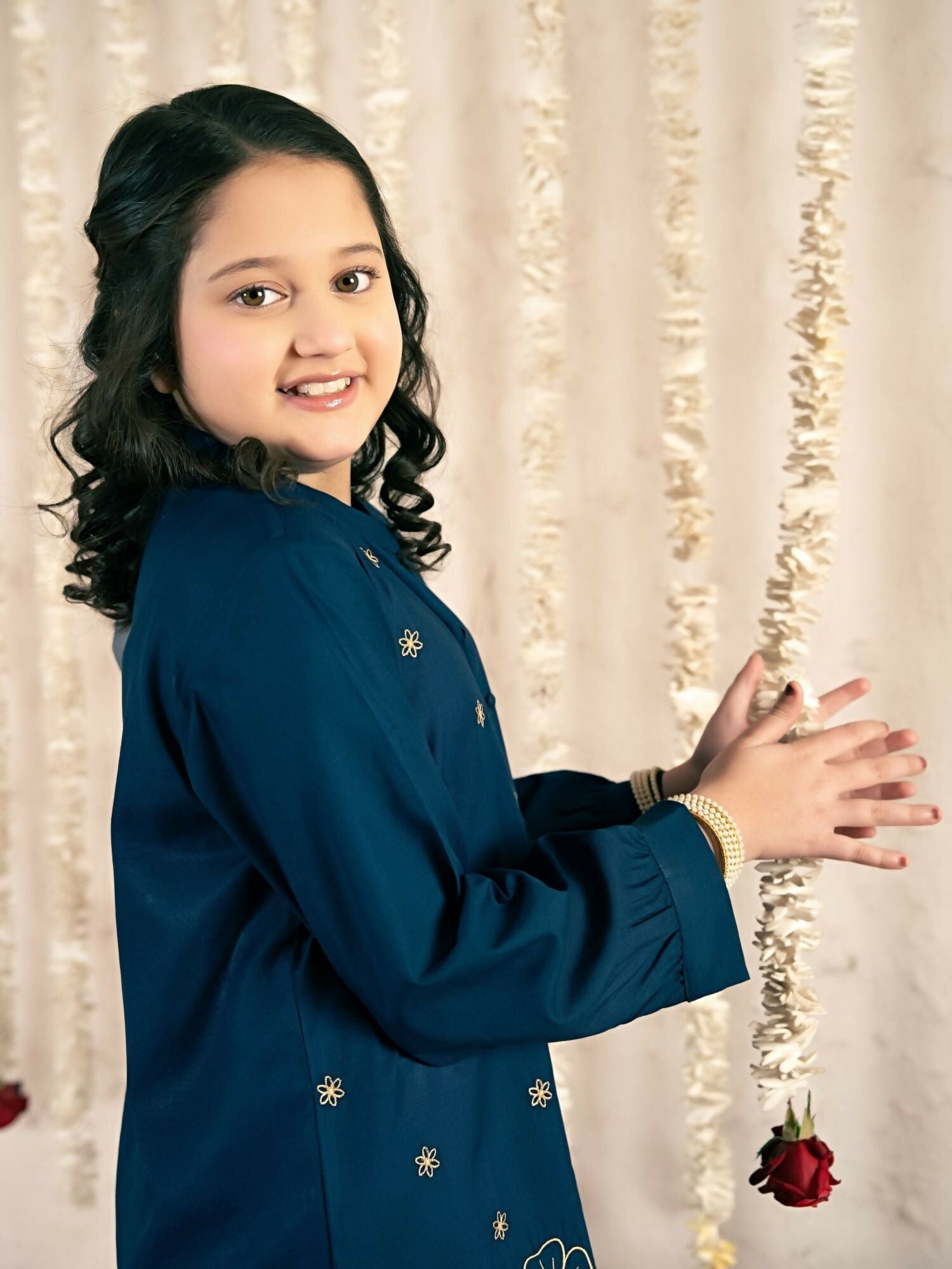 Velvour Girls Cotton Embroidered Co-Ord Set-VG190-B