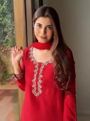 allure by ih silver night tussel silk embroidered stitched 3 piece suit rose wood