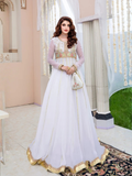 White-Hani & Umaima Chiffon Embroidered Pishwas-Pari
