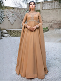 Beige-Hani & Umaima Chiffon Embroidered Pishwas-Roohi