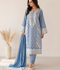 Alina Lime Summer Linen Embroidered Stitched 3-Piece Suit-Sky Mist