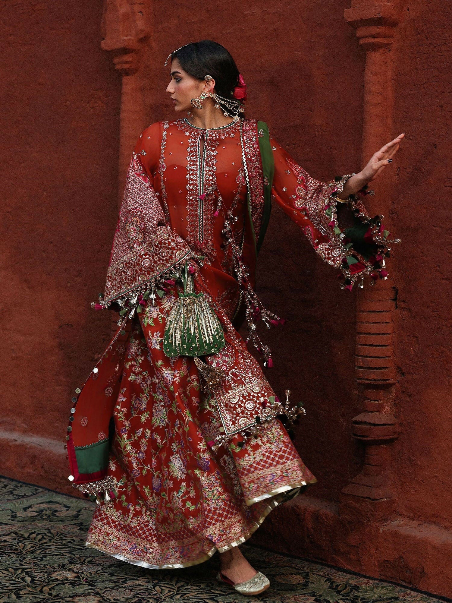 Hussain Rehar Festive Unstitched'26 Chiffon Embroidered 3-Piece Suit-Hemali