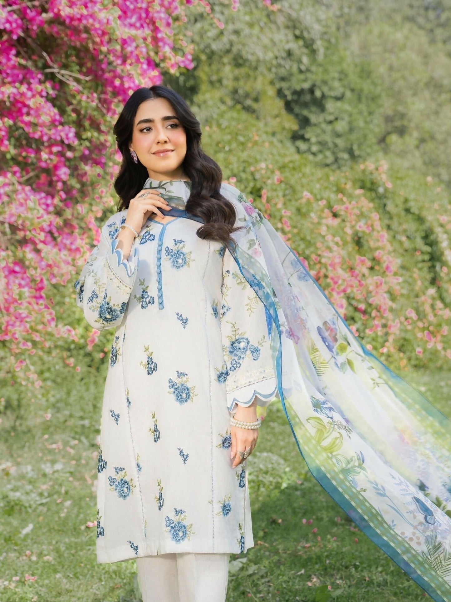 Panache Apparel Serenity Cotton Lawn Embroidered Stitched 3-Piece Suit-Coastal