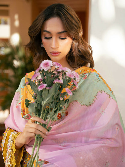 Binilyas Hazel Printed Embroidered Lawn Unstitched 3-Piece Suit-2072 - B