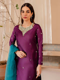 Allure By IH Raw Silk Embellished Stitched 3-Piece Suit-Twilight