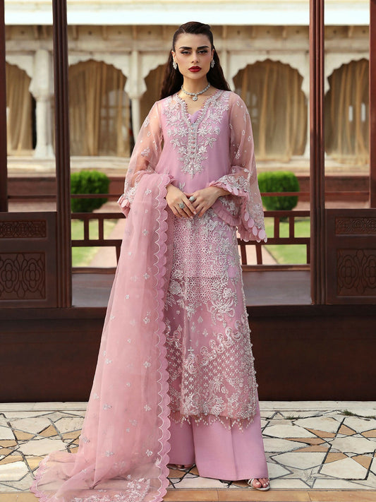Pink Parishay Jahanara Luxury (Formals) Organza Embroidered Unstitched 3-Peice Suit-JRA - 05