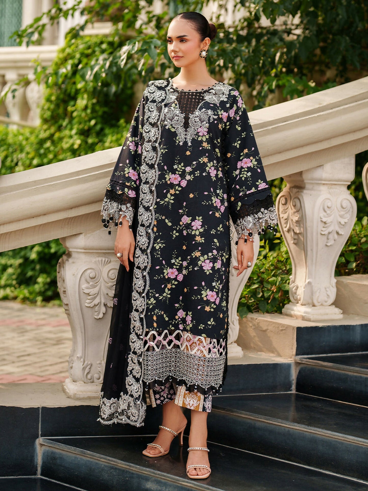 Parishay Ivy Bloom Viscose Embroidered Stitched 3-Piece Suit-IW-01
