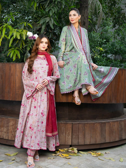 Panache Apparel Mah-e-Noor Khaddar Printed Stitched Suit-Pistachio Bloom