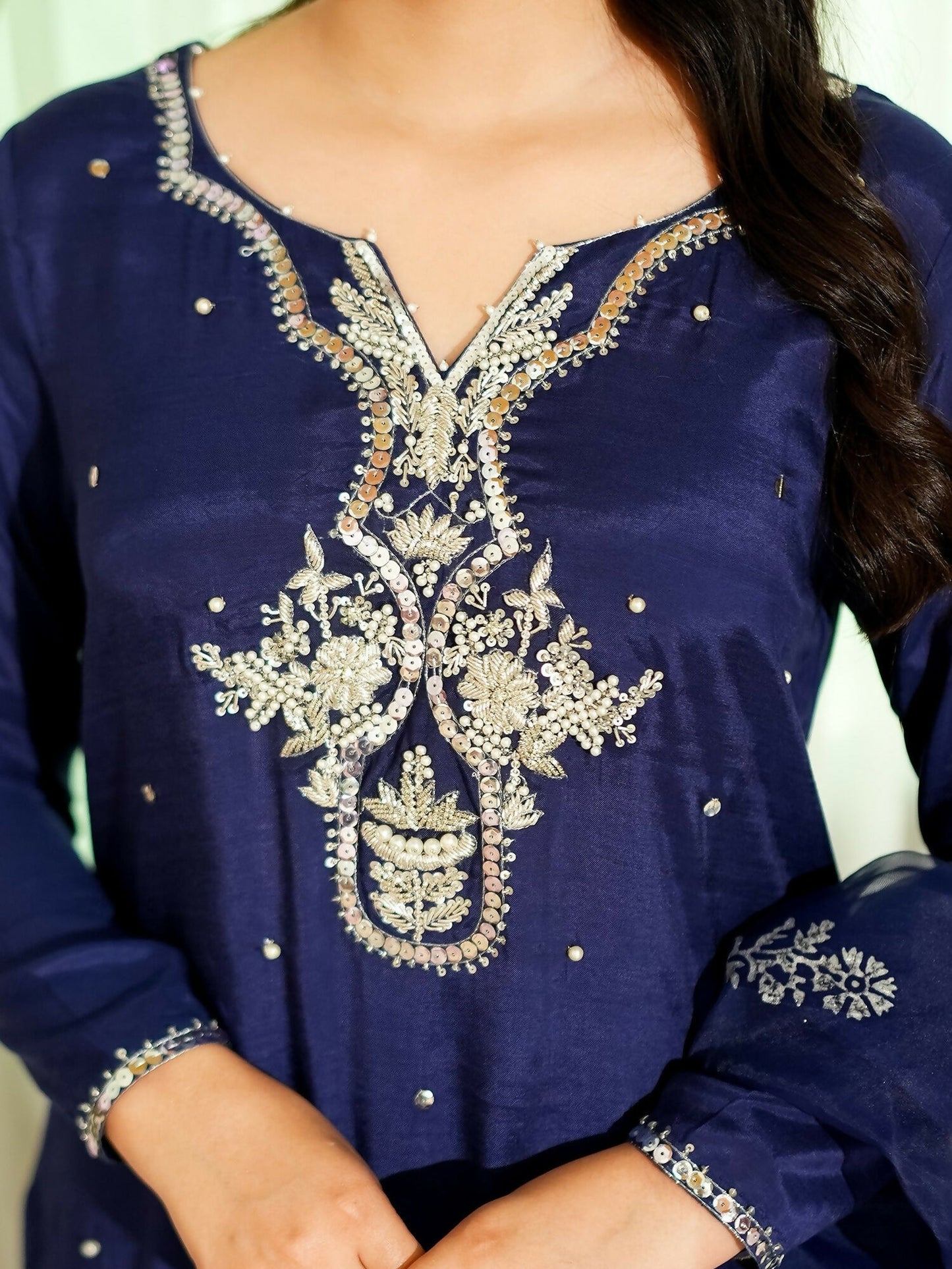 Allure By IH Fashion Calling Raw Silk Embellished Stitched 3-Piece Suit-Alba