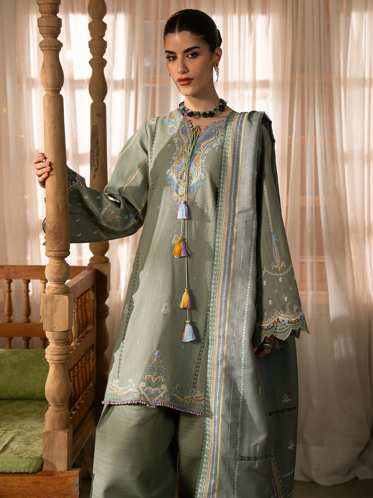 Binilyas Gulrukh Khaddar Embroidered Unstitched 3-Piece Suit-64-A